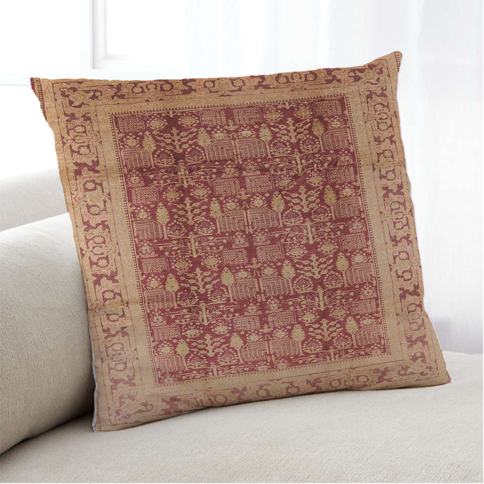 Lifestyle Image of Mid-Century Modern Urban Square Orange Throw Pillow, 18 inch by 18 inch, pwurb2918