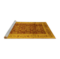 Sideview of Machine Washable Oriental Yellow Traditional Rug, wshurb2918yw