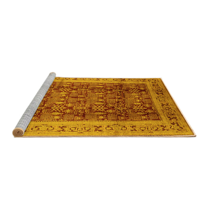 Sideview of Machine Washable Oriental Yellow Traditional Rug, wshurb2918yw