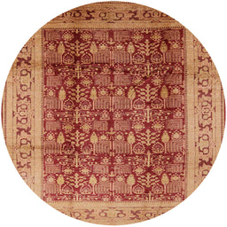 Round Machine Washable Industrial Modern Orange Rug, wshurb2918