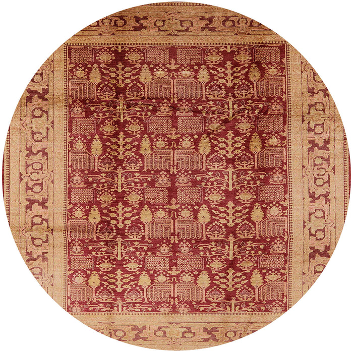 Round Machine Washable Industrial Modern Orange Rug, wshurb2918