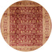 Round Mid-Century Modern Orange Oriental Rug, urb2918