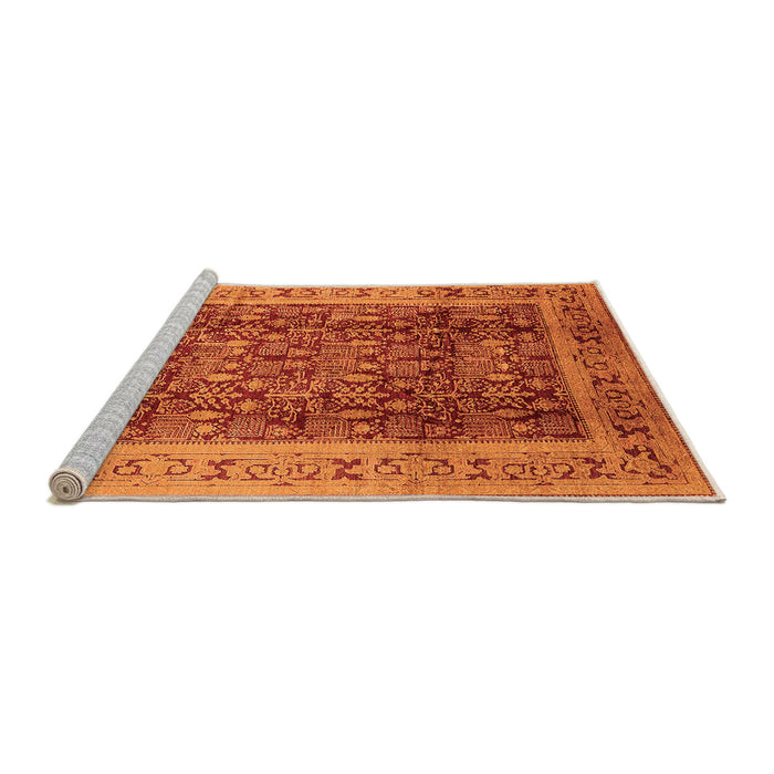Sideview of Machine Washable Oriental Orange Traditional Area Rugs, wshurb2918org