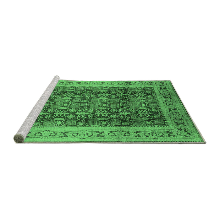 Sideview of Machine Washable Oriental Emerald Green Traditional Area Rugs, wshurb2918emgrn