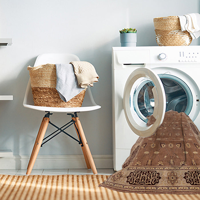 Machine Washable Industrial Modern Brown Sand Brown Rug in a Washing Machine, wshurb2919