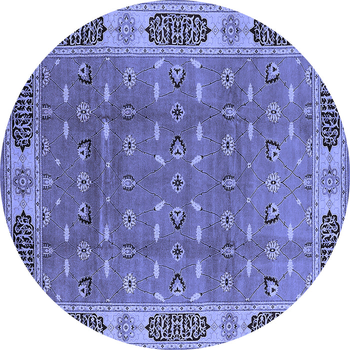 Round Oriental Blue Traditional Rug, urb2919blu