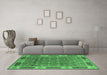 Machine Washable Oriental Emerald Green Traditional Area Rugs in a Living Room,, wshurb2919emgrn