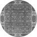 Round Machine Washable Oriental Gray Traditional Rug, wshurb2919gry