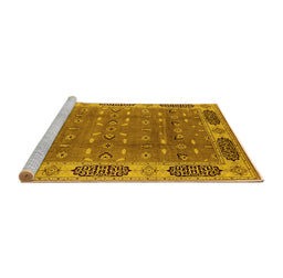 Sideview of Machine Washable Oriental Yellow Traditional Rug, wshurb2919yw