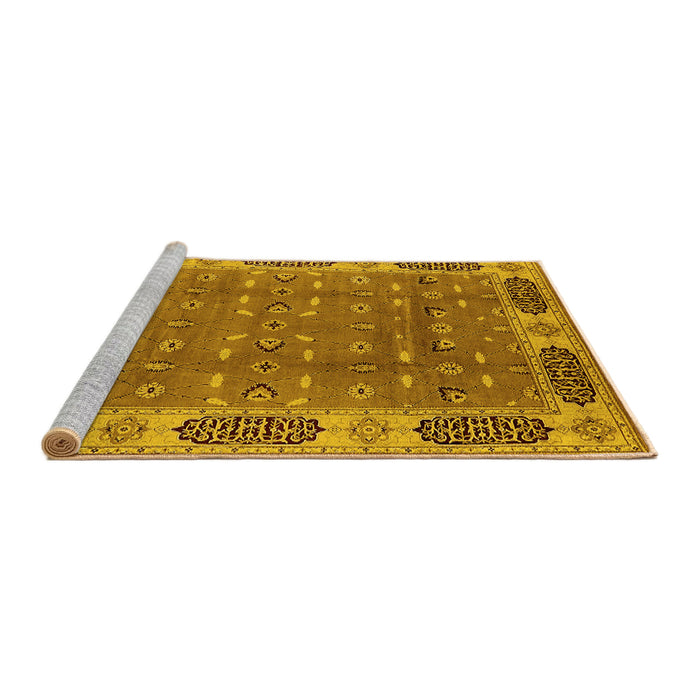 Sideview of Machine Washable Oriental Yellow Traditional Rug, wshurb2919yw