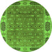 Round Oriental Green Traditional Rug, urb2919grn