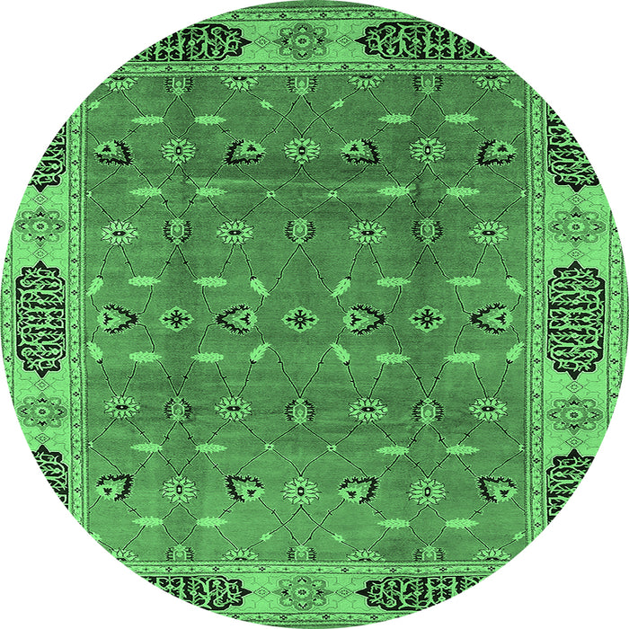 Round Oriental Emerald Green Traditional Rug, urb2919emgrn