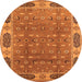 Round Machine Washable Oriental Orange Traditional Area Rugs, wshurb2919org