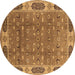 Round Oriental Brown Traditional Rug, urb2919brn