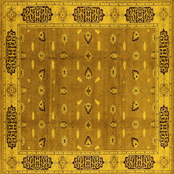 Square Machine Washable Oriental Yellow Traditional Rug, wshurb2919yw