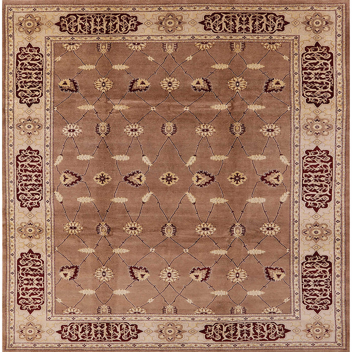 Square Mid-Century Modern Brown Sand Brown Oriental Rug, urb2919