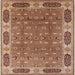 Square Mid-Century Modern Brown Sand Brown Oriental Rug, urb2919