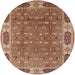 Round Machine Washable Industrial Modern Brown Sand Brown Rug, wshurb2919