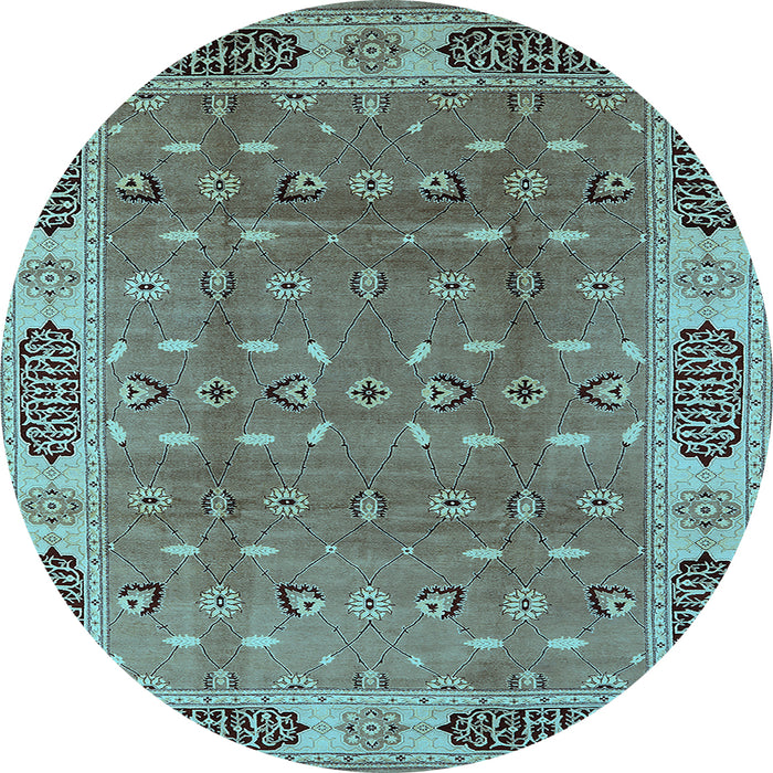 Round Oriental Light Blue Traditional Rug, urb2919lblu