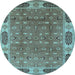 Round Oriental Light Blue Traditional Rug, urb2919lblu