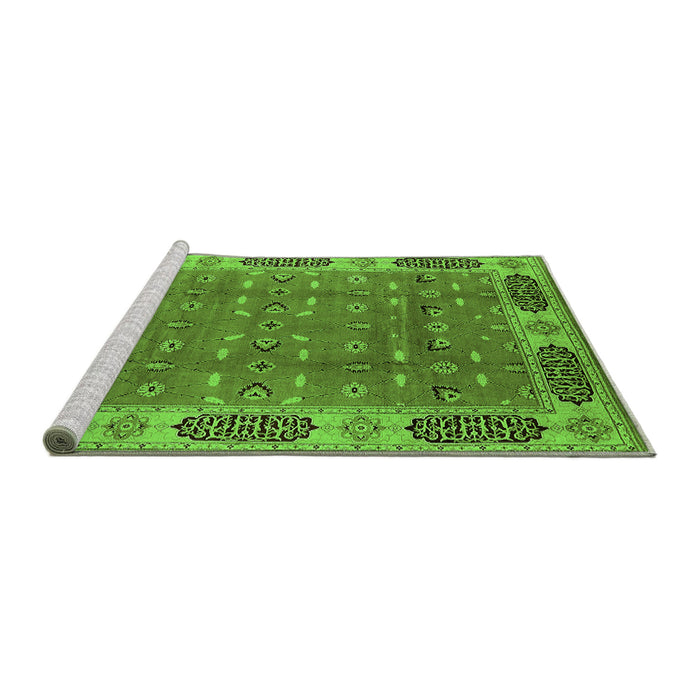 Sideview of Machine Washable Oriental Green Traditional Area Rugs, wshurb2919grn
