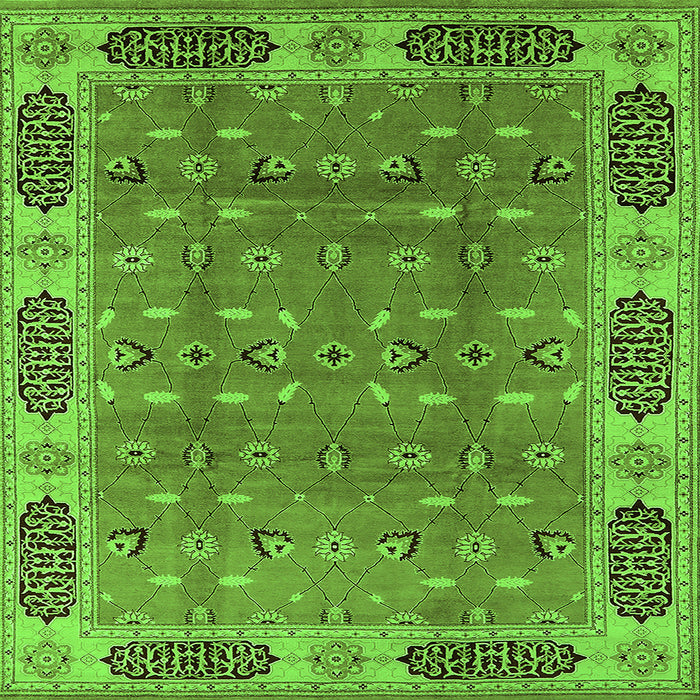 Square Oriental Green Traditional Rug, urb2919grn