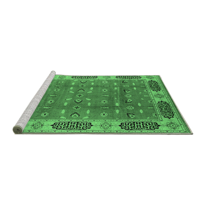 Sideview of Machine Washable Oriental Emerald Green Traditional Area Rugs, wshurb2919emgrn