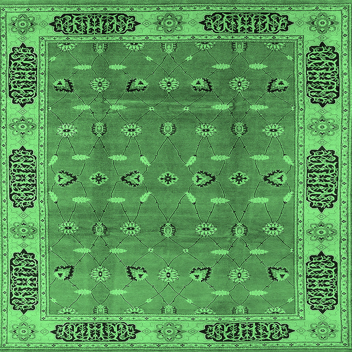 Square Machine Washable Oriental Emerald Green Traditional Area Rugs, wshurb2919emgrn