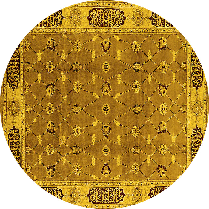 Round Oriental Yellow Traditional Rug, urb2919yw