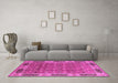 Machine Washable Oriental Pink Traditional Rug in a Living Room, wshurb2919pnk