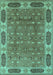 Machine Washable Oriental Turquoise Traditional Area Rugs, wshurb2919turq