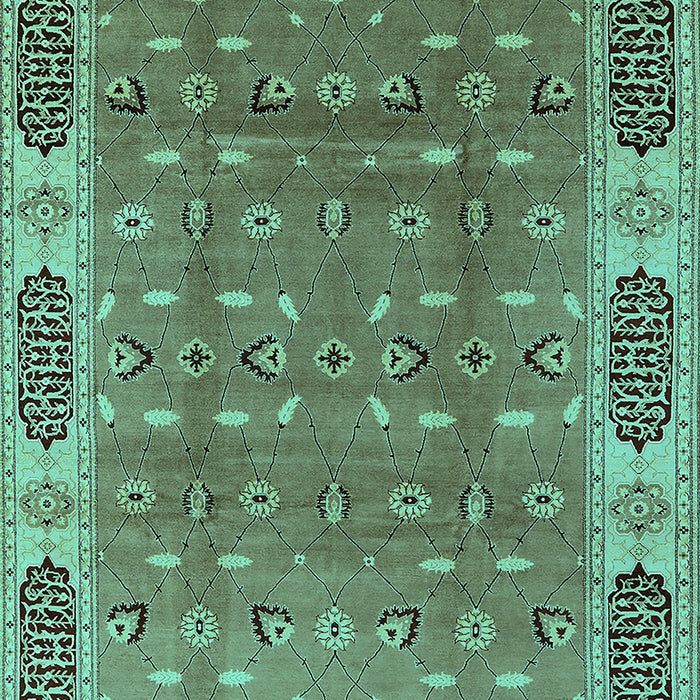 Machine Washable Oriental Turquoise Traditional Area Rugs, wshurb2919turq