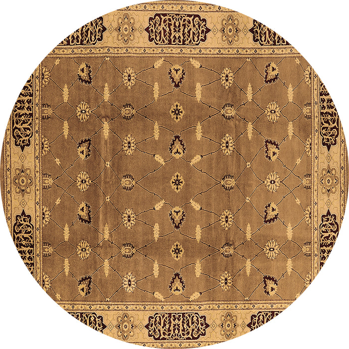 Round Machine Washable Oriental Brown Traditional Rug, wshurb2919brn