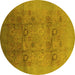 Round Machine Washable Oriental Yellow Industrial Rug, wshurb2920yw