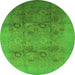 Round Oriental Green Industrial Rug, urb2920grn