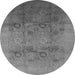 Round Machine Washable Oriental Gray Industrial Rug, wshurb2920gry