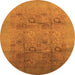 Round Oriental Orange Industrial Rug, urb2920org