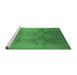 Sideview of Machine Washable Oriental Emerald Green Industrial Area Rugs, wshurb2920emgrn