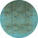 Round Oriental Light Blue Industrial Rug, urb2920lblu