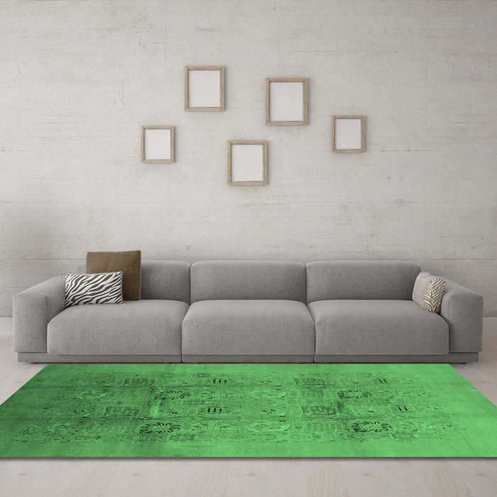 Machine Washable Oriental Emerald Green Industrial Area Rugs in a Living Room,, wshurb2920emgrn