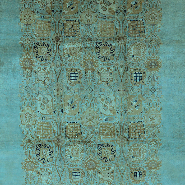 Machine Washable Oriental Light Blue Industrial Rug, wshurb2920lblu