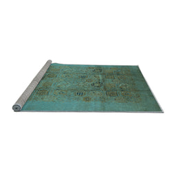 Sideview of Machine Washable Oriental Light Blue Industrial Rug, wshurb2920lblu