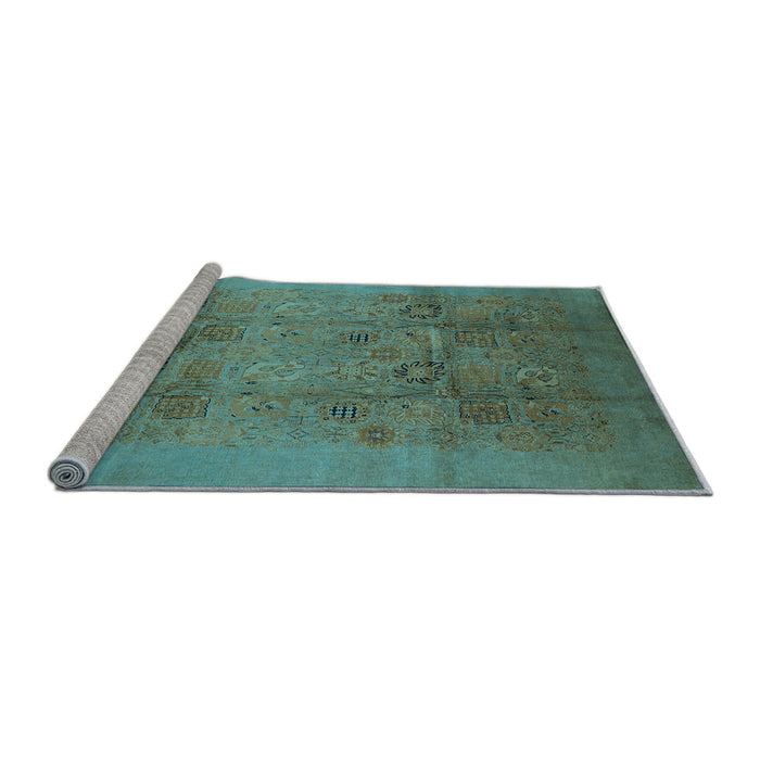 Sideview of Machine Washable Oriental Light Blue Industrial Rug, wshurb2920lblu