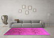 Machine Washable Oriental Pink Industrial Rug in a Living Room, wshurb2920pnk