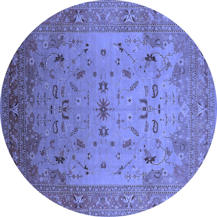 Round Oriental Blue Traditional Rug, urb2921blu