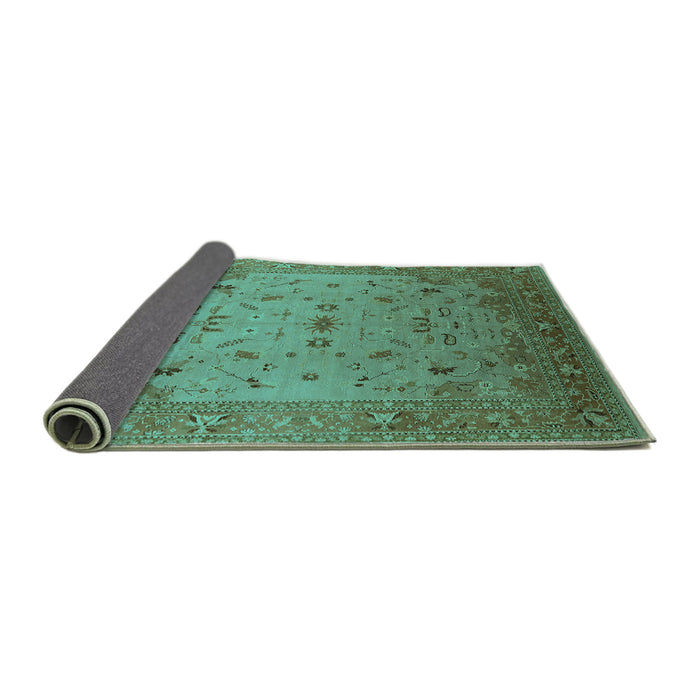 Sideview of Oriental Turquoise Traditional Rug, urb2921turq