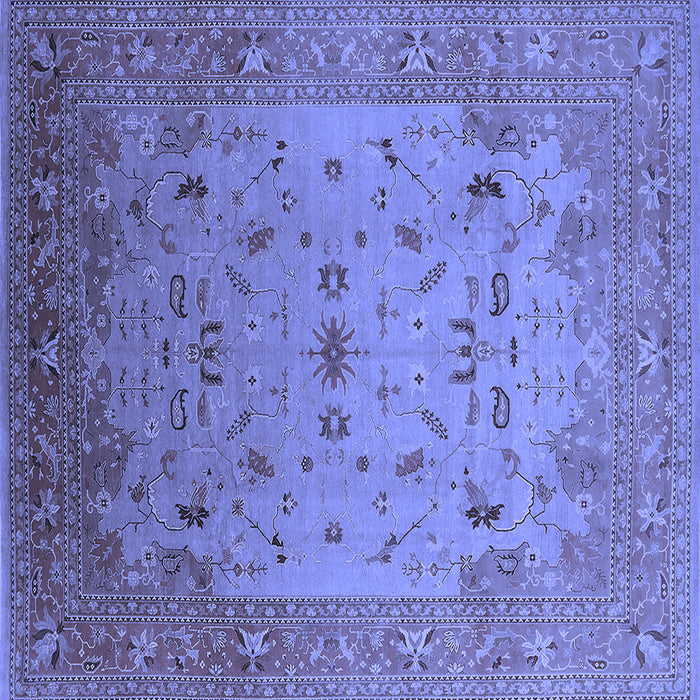 Square Machine Washable Oriental Blue Traditional Rug, wshurb2921blu
