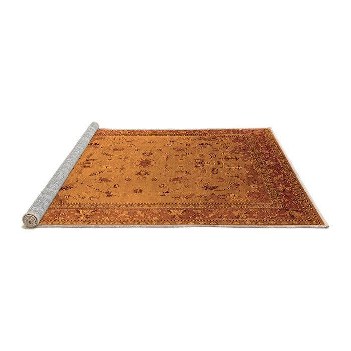 Sideview of Machine Washable Oriental Orange Traditional Area Rugs, wshurb2921org