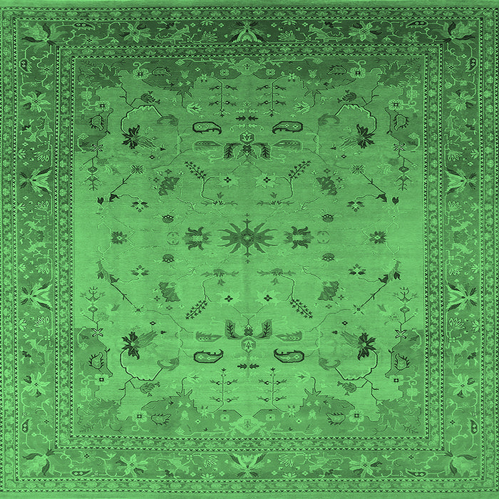 Square Oriental Emerald Green Traditional Rug, urb2921emgrn