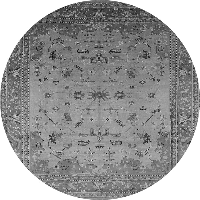 Round Machine Washable Oriental Gray Traditional Rug, wshurb2921gry